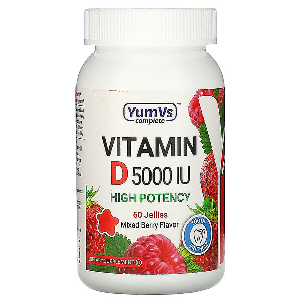 Витамин D, ягодный вкус, 5000 МЕ, 60 мармеладок Yum V's