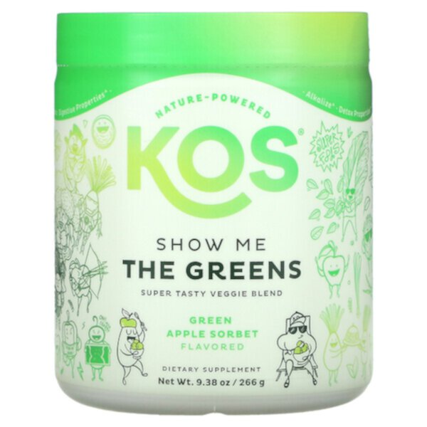 Show Me The Greens, Супервкусная вегетарианская смесь, сорбет из зеленого яблока, 9,38 унции (266 г) KOS