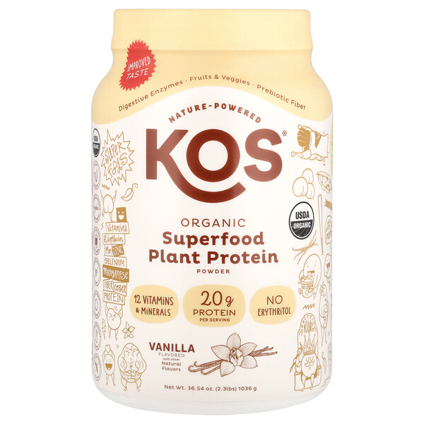 Organic Superfood Plant Protein Powder (Порошок), Vanilla, 2.3 lbs (1,036 g) KOS