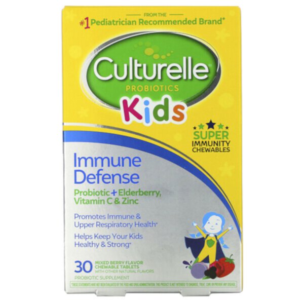 Kids, Пробиотики, иммунная защита, ягодный вкус, 30 жевательных таблеток Culturelle