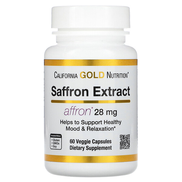 Экстракт шафрана с аффроном, 28 мг, 60 растительных капсул California Gold Nutrition