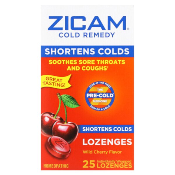 Cold Remedy, Леденцы для рассасывания, дикая вишня, 25 пастилок в индивидуальной упаковке Zicam