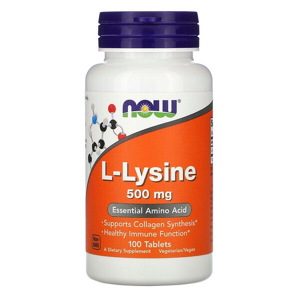 L-лизин, 500 мг, 100 таблеток NOW Foods