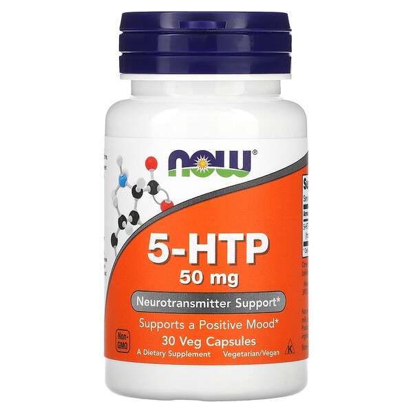 5-HTP, 50 мг, 30 растительных капсул - NOW Foods NOW Foods