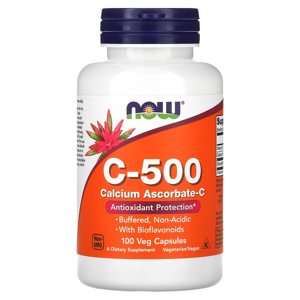 C-500, Аскорбат кальция-C, 100 капсул NOW Foods