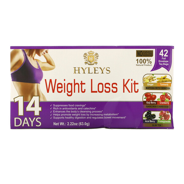 Набор для похудения на 14 дней, 42 чайных пакетика, 2,22 унции (63 г) Hyleys Tea