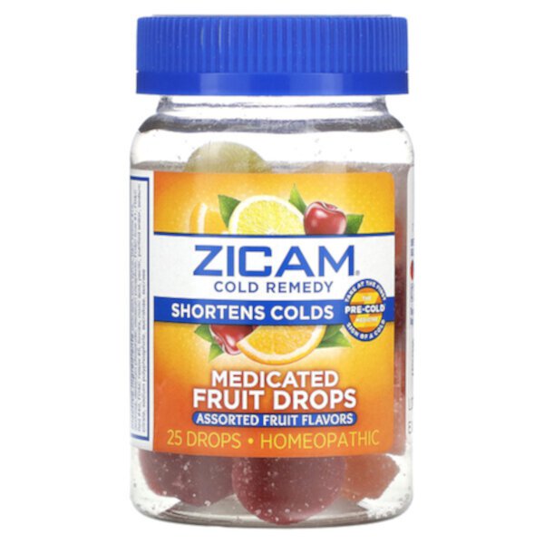 Cold Remedy, Лечебные фруктовые капли, фруктовое ассорти, 25 капель Zicam