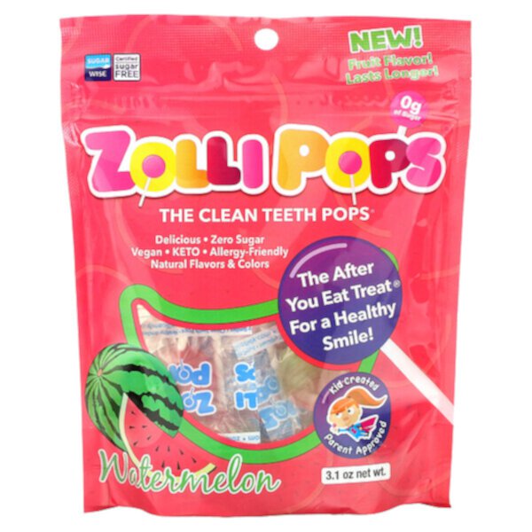 The Clean Teeth Pops, Арбуз, 3,1 унции Zolli Pops