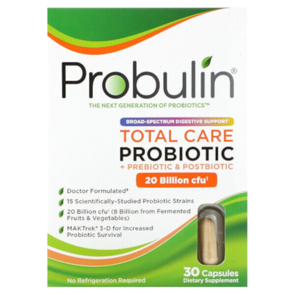 Пробиотик Total Care, 20 миллиардов КОЕ, 30 капсул Probulin