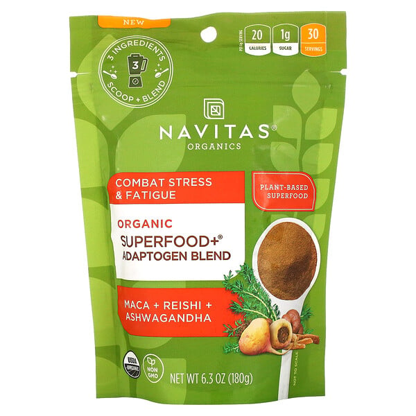 Органическая смесь Superfood + Adaptogen, мака + рейши + ашваганда, 6,3 унции (180 г) Navitas Organics