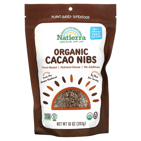Органические какао-бобы, 10 унций (283 г) Natierra