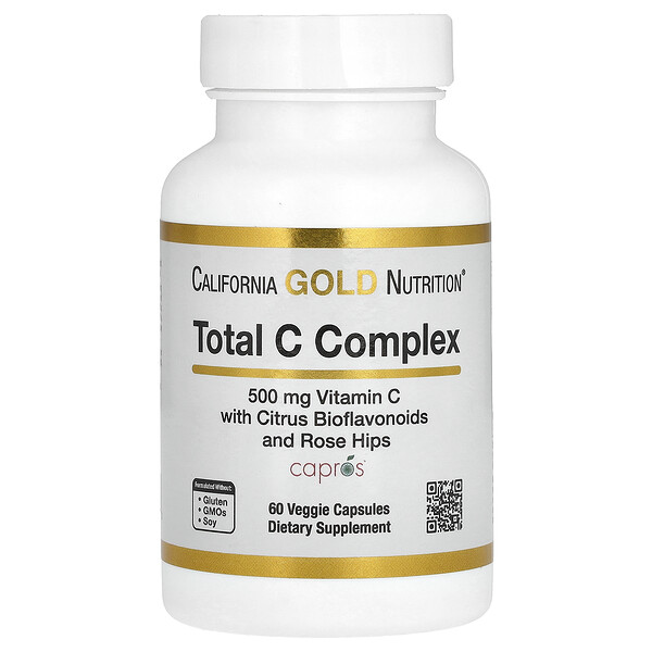 Витамин С с Комплексом Биофлавоноидов - 500 мг - 60 растительных капсул - California Gold Nutrition California Gold Nutrition