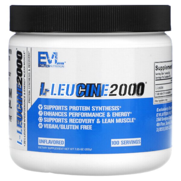 L-лейцин2000, без вкуса, 7,05 унций (200 г) EVLution Nutrition