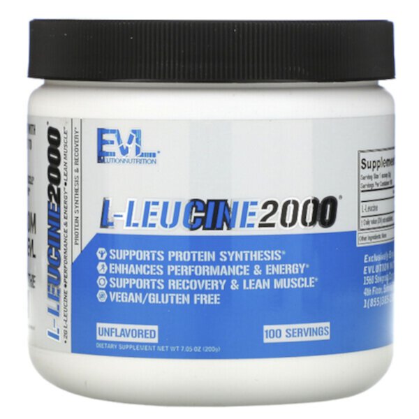L-лейцин2000, без вкуса, 7,05 унций (200 г) EVLution Nutrition