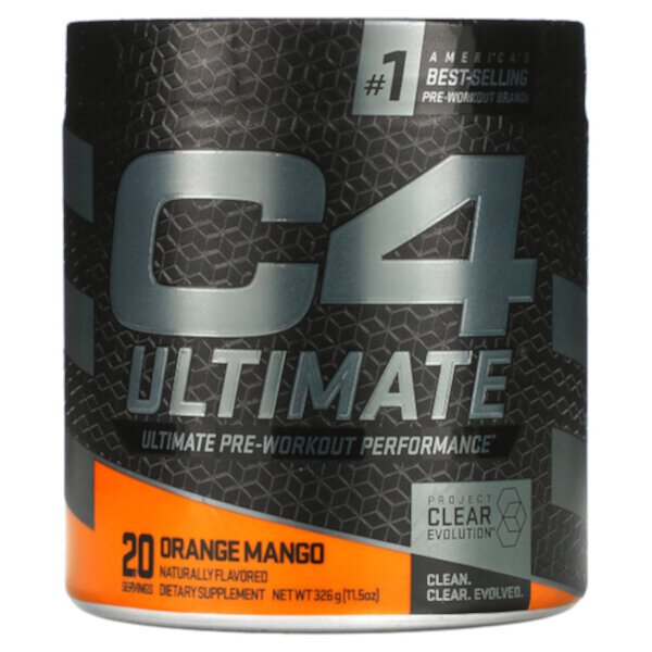 C4 Ultimate, Максимальная эффективность перед тренировкой, апельсин и манго, 11,5 унций (326 г) Cellucor