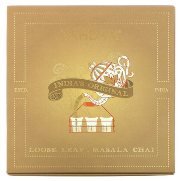 Loose Leaf Masala Chai, Оригинальный индийский подарочный набор, 1 жестяная банка Vahdam Teas