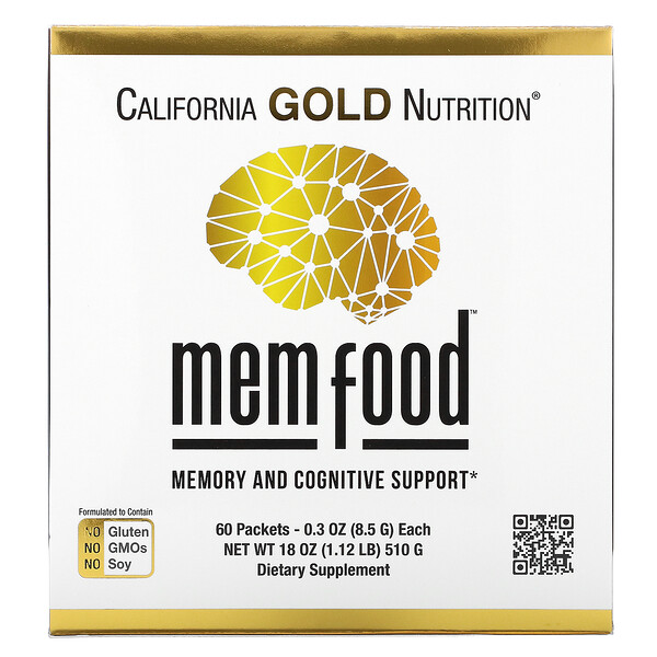 MEM Food, поддержка памяти и когнитивных функций, 60 пакетов по 0,3 унции (8,5 г) каждый California Gold Nutrition