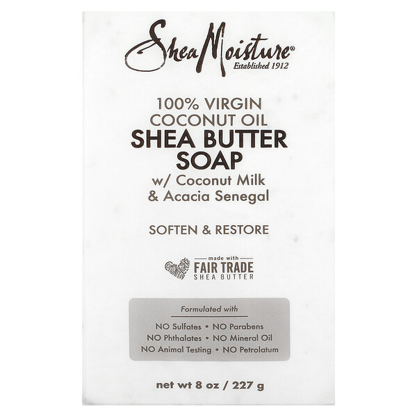 Мыло из 100% кокосового масла первого отжима с маслом ши, 8 унций (230 г) SheaMoisture