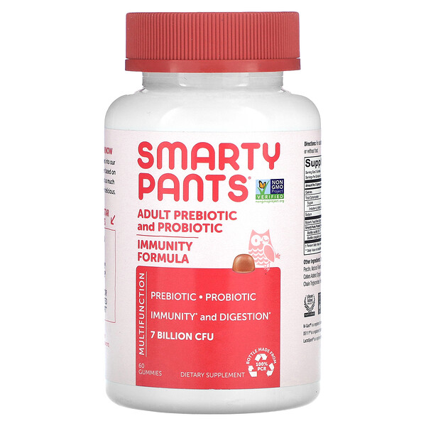 Пребиотик и Пробиотик для Взрослых, Клубничный Крем - 7 миллиардов КОЕ - 60 жевательных конфет - SmartyPants SmartyPants