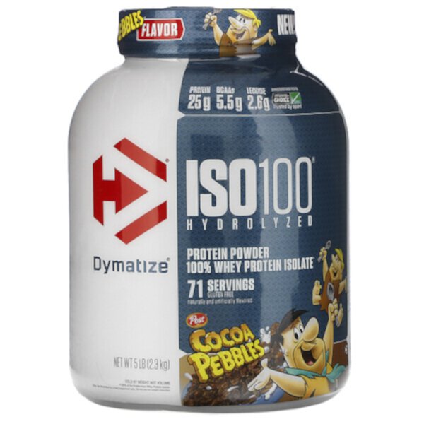 ISO100 Hydrolyzed, 100% изолят сывороточного протеина, какао-бобсы, 5 фунтов (2,3 кг) Dymatize