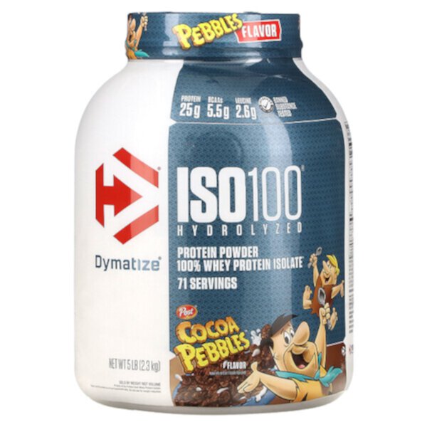 ISO100 Hydrolyzed, 100% изолят сывороточного протеина, какао-бобсы, 5 фунтов (2,3 кг) Dymatize