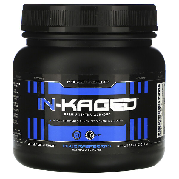 IN-KAGED, Premium Intra-Workout, голубая малина, 10,93 унции (310 г) Kaged Muscle