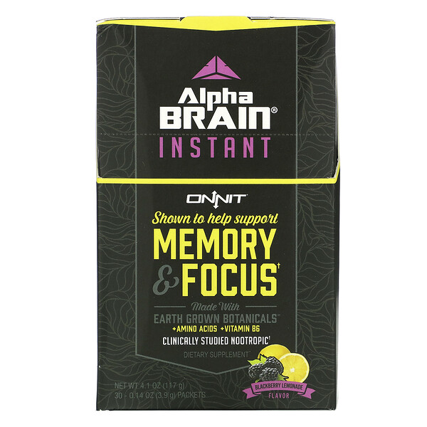 AlphaBRAIN Instant, Memory & Focus, со вкусом ежевичного лимонада, 30 пакетиков по 0,14 унции (3,9 г) каждый Onnit