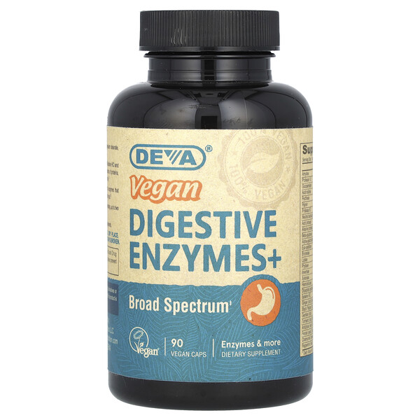 Vegan Digestive Enzymes+, 90 веганских капсул Deva