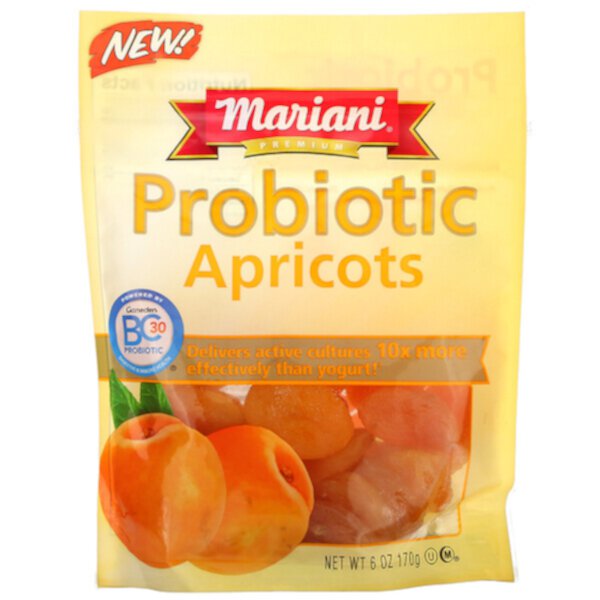 Абрикосы с пробиотиками премиум-класса, 6 унций (170 г) Mariani Dried Fruit