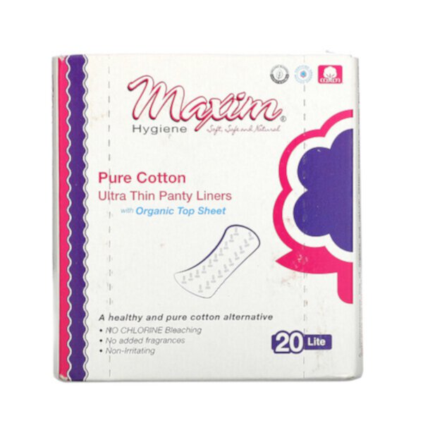 Pure Cotton, Ультратонкие ежедневные прокладки, легкие, 20 прокладок Maxim Hygiene Products