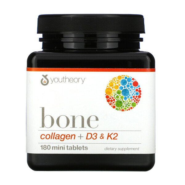 Коллаген + D3 & K2 для костей - 180 мини таблеток - Youtheory Youtheory