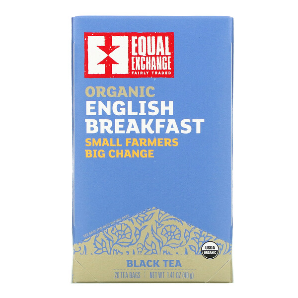 Органический английский завтрак, черный чай, 20 чайных пакетиков, 1,41 унции (40 г) Equal Exchange