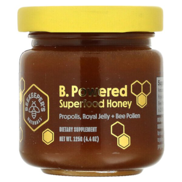 B. Powered, Мед из суперпродуктов, 4,4 унции (125 г) Beekeeper's Naturals
