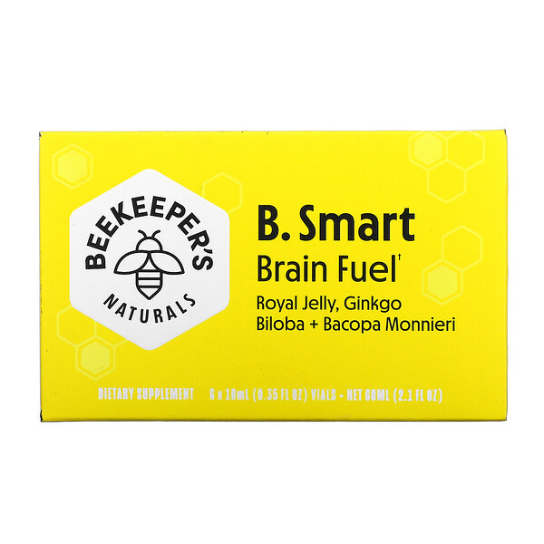 B. Smart Brain Fuel, 6 флаконов по 0,35 жидкой унции (10 мл) каждый Beekeeper's Naturals