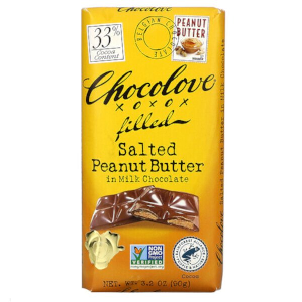 Соленое арахисовое масло в молочном шоколаде, 33% какао, 3,2 унции (90 г) Chocolove