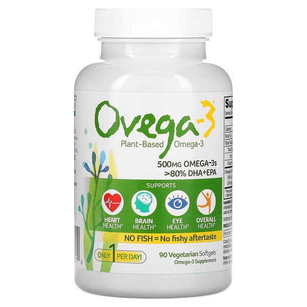 Vegan Omega-3, DHA + EPA, 500 мг, 90 вегетарианских капсул Ovega-3
