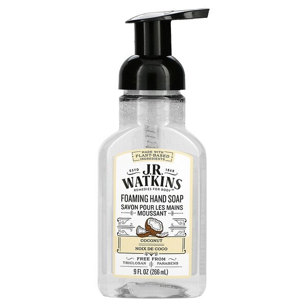 Пенящееся мыло для рук, кокос, 9 жидких унций (266 мл) J R Watkins
