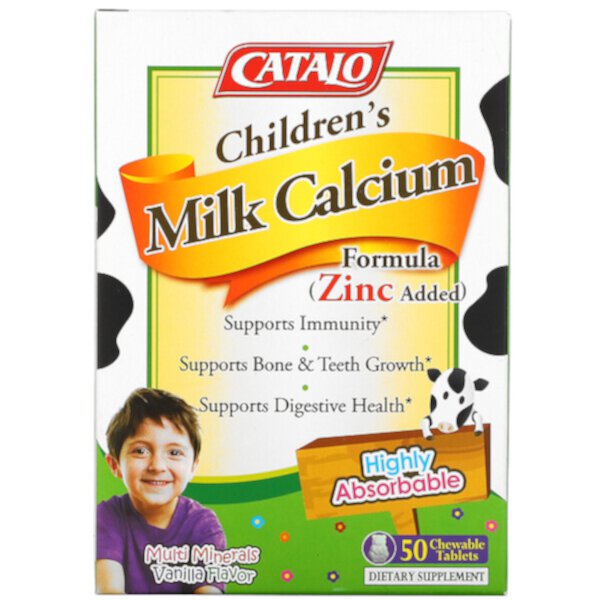 Детская молочная формула с кальцием, ваниль, 50 жевательных таблеток Catalo Naturals