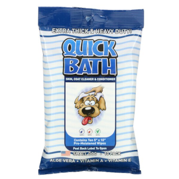Quick Bath, Очиститель и кондиционер для кожи, для маленькой собаки, 10 шт. в упаковке International Veterinary Sciences