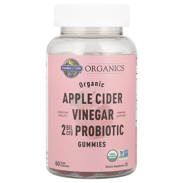 Organics, Organic Apple Cider Vinegar Probiotic Gummies (Жевательные конфеты), 60 Vegan Gummies Garden of Life