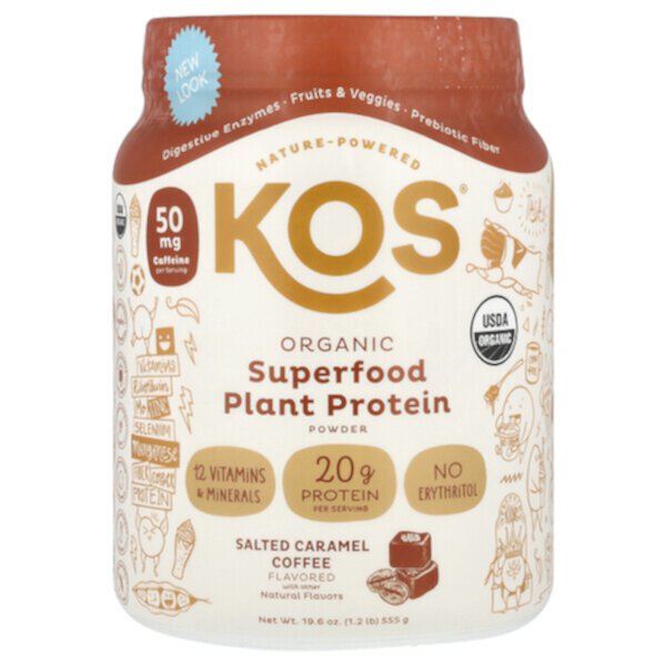 Organic Superfood Plant Protein Powder (Порошок), Salted Caramel Coffee, 1.2 lb (Фунты) (555 g) KOS