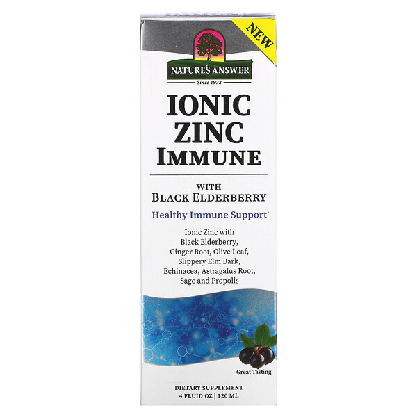Ionic Zinc Immune с черной бузиной, 4 жидких унции (120 мл) Nature's Answer