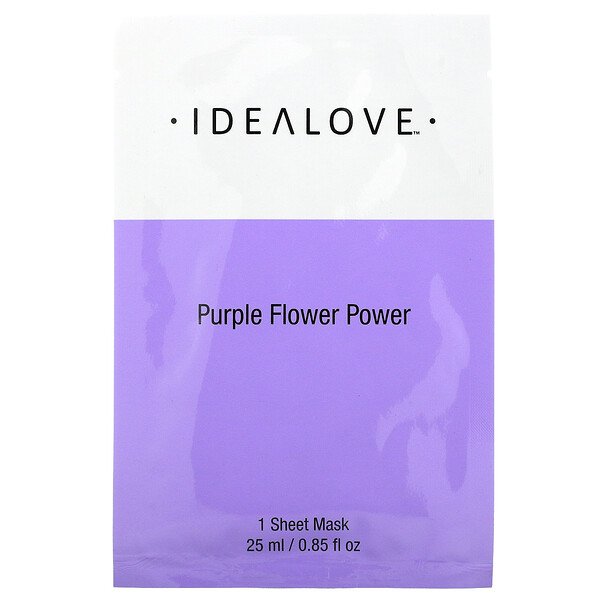 Purple Flower Power, 1 косметическая тканевая маска, 0,85 ж. унц. (25 мл) Idealove