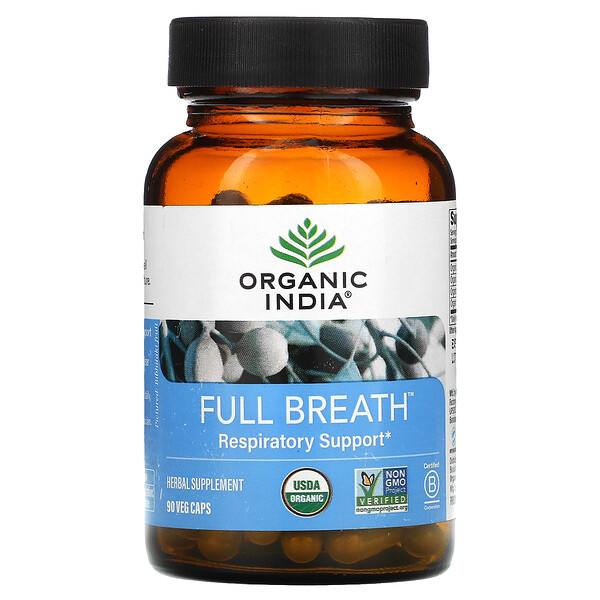 Full Breath, Поддержка дыхания, 90 растительных капсул Organic India
