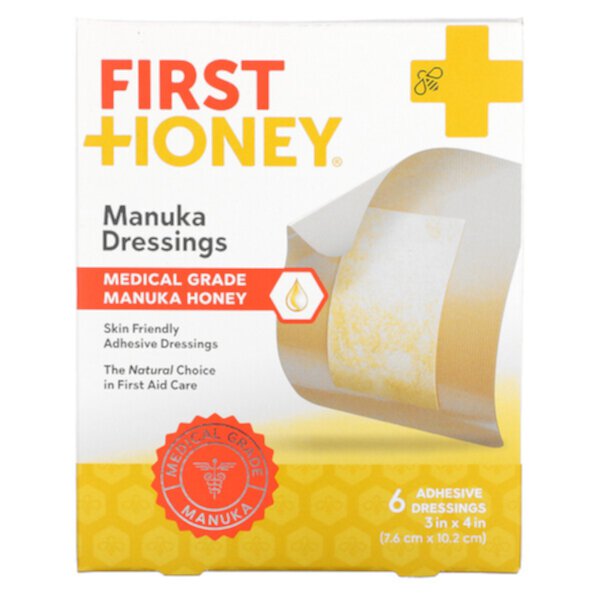 Повязки Манука, 6 лейкопластырей First Honey