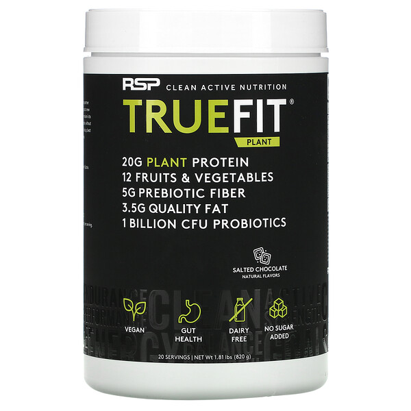 TrueFit Plant Protein Shake, соленый шоколад, 1,81 фунта (820 г) RSP Nutrition