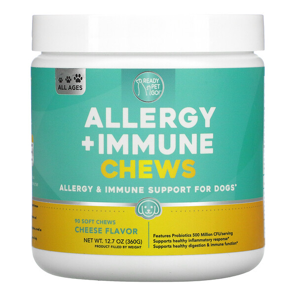 Allergy + Immune Chews, для собак всех возрастов, сыр, 90 мягких жевательных конфет, 12,7 унций (360 г) Ready Pet Go