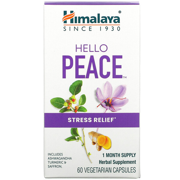 Hello Peace, Средство для снятия стресса, 60 вегетарианских капсул Himalaya
