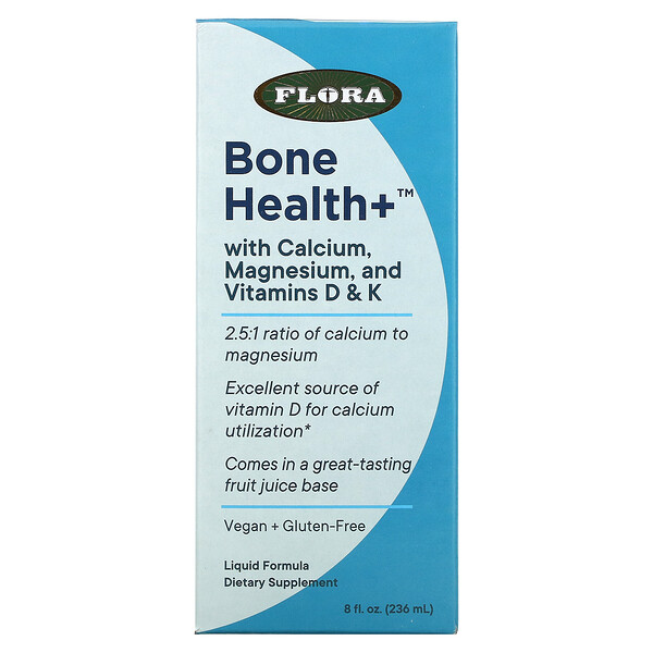 Bone Health+ с кальцием, магнием и витаминами D и K, жидкость, 8 жидких унций (236 мл) Flora