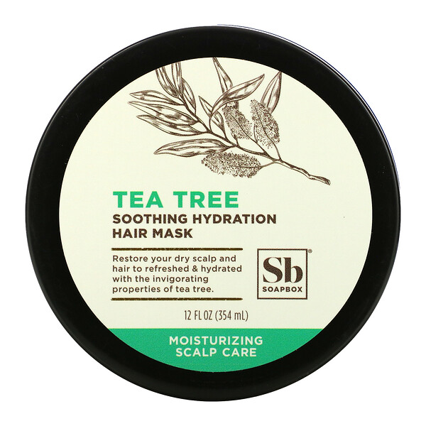 Успокаивающая увлажняющая маска для волос, чайное дерево, 12 жидких унций (354 мл) Soapbox